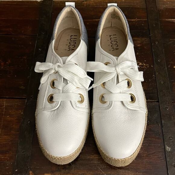 Luca Lane Ladue White Leather Platform Sneakers Size 10 - Picture 2 of 7